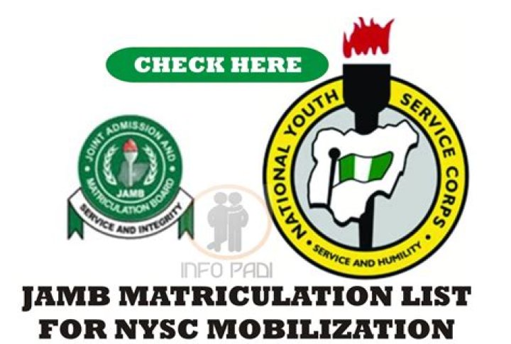JAMB Matriculation List For NYSC Mobilization